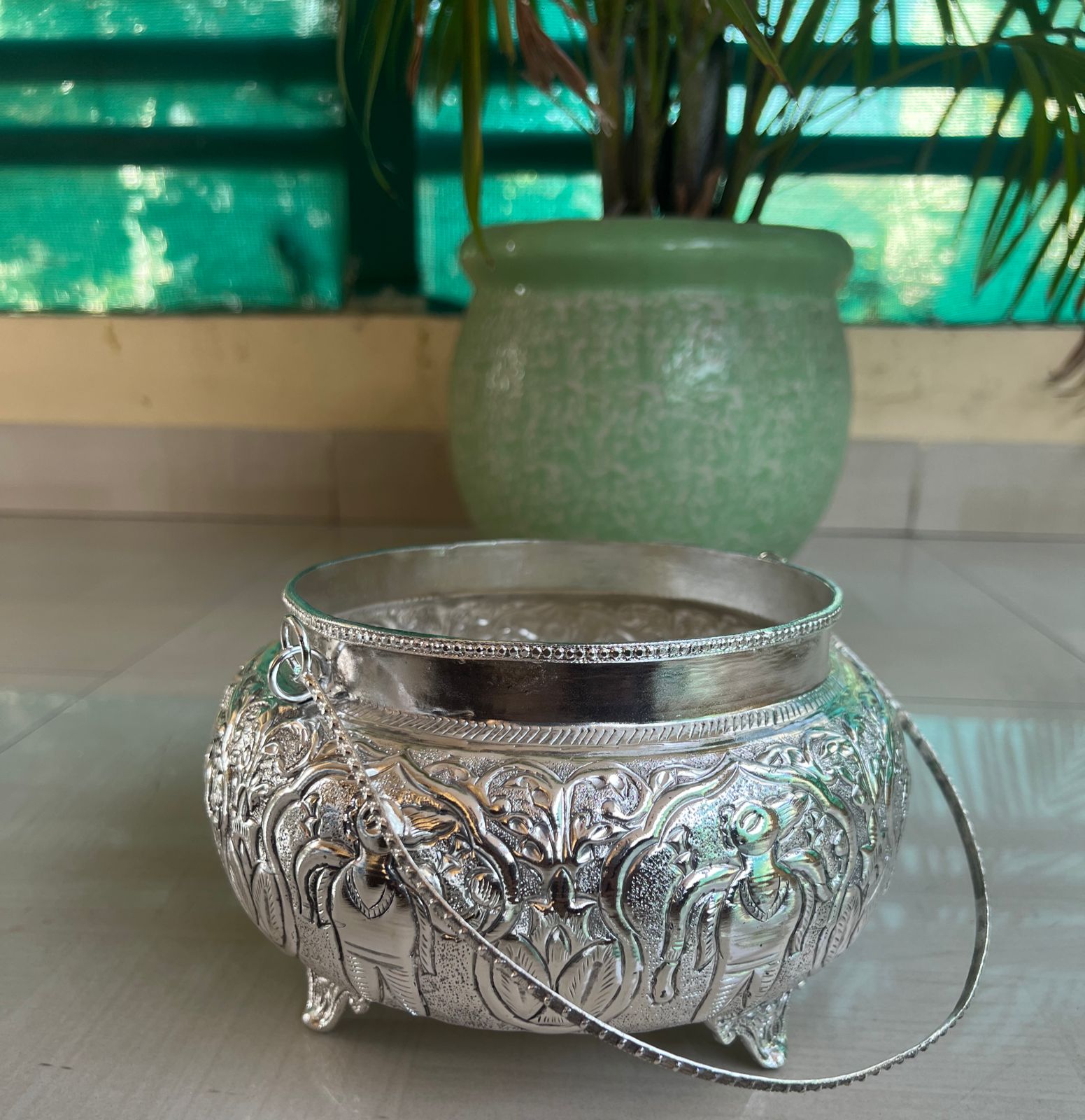 German silver Round handle basket/bowl.